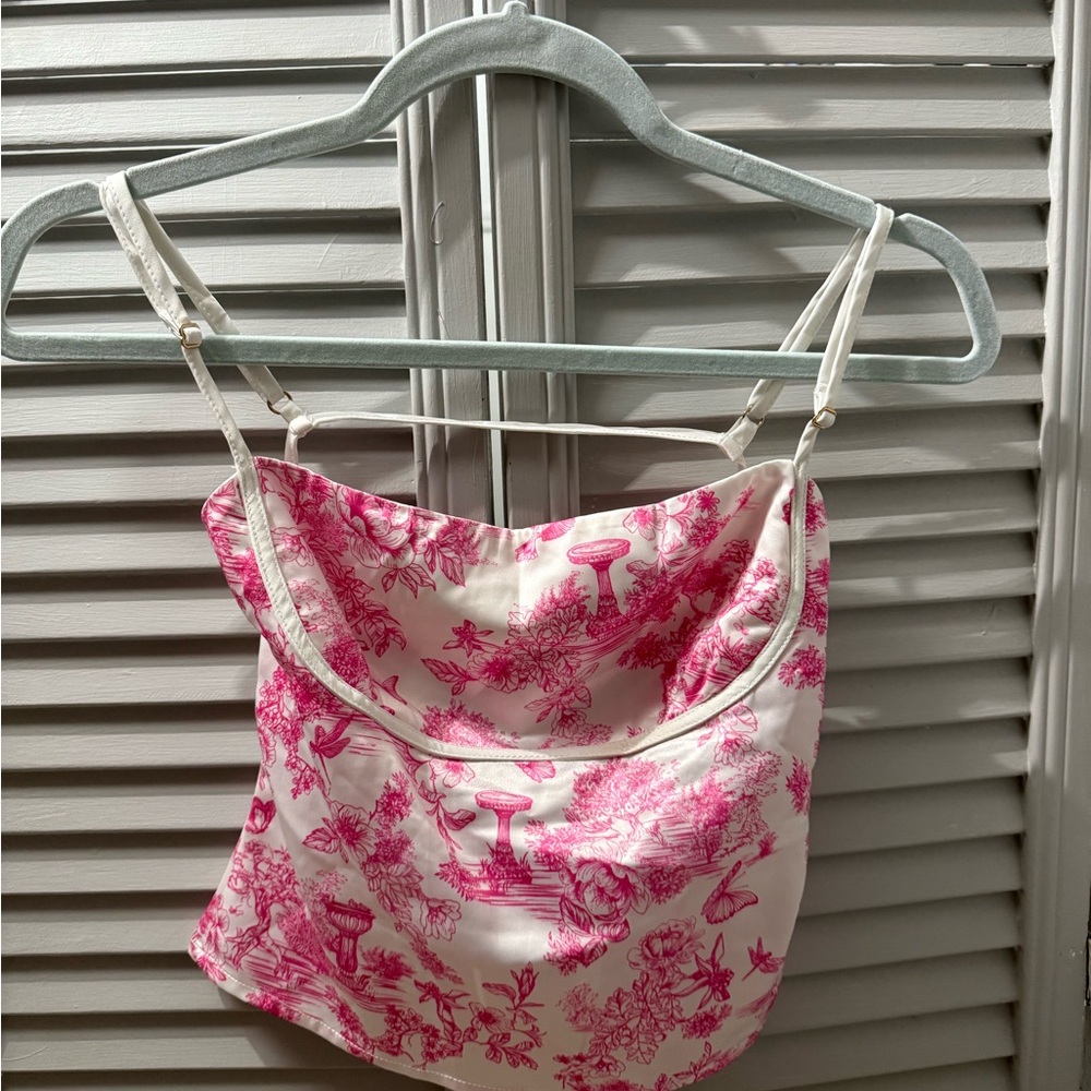Beginning Boutique Pink and White Floral Top